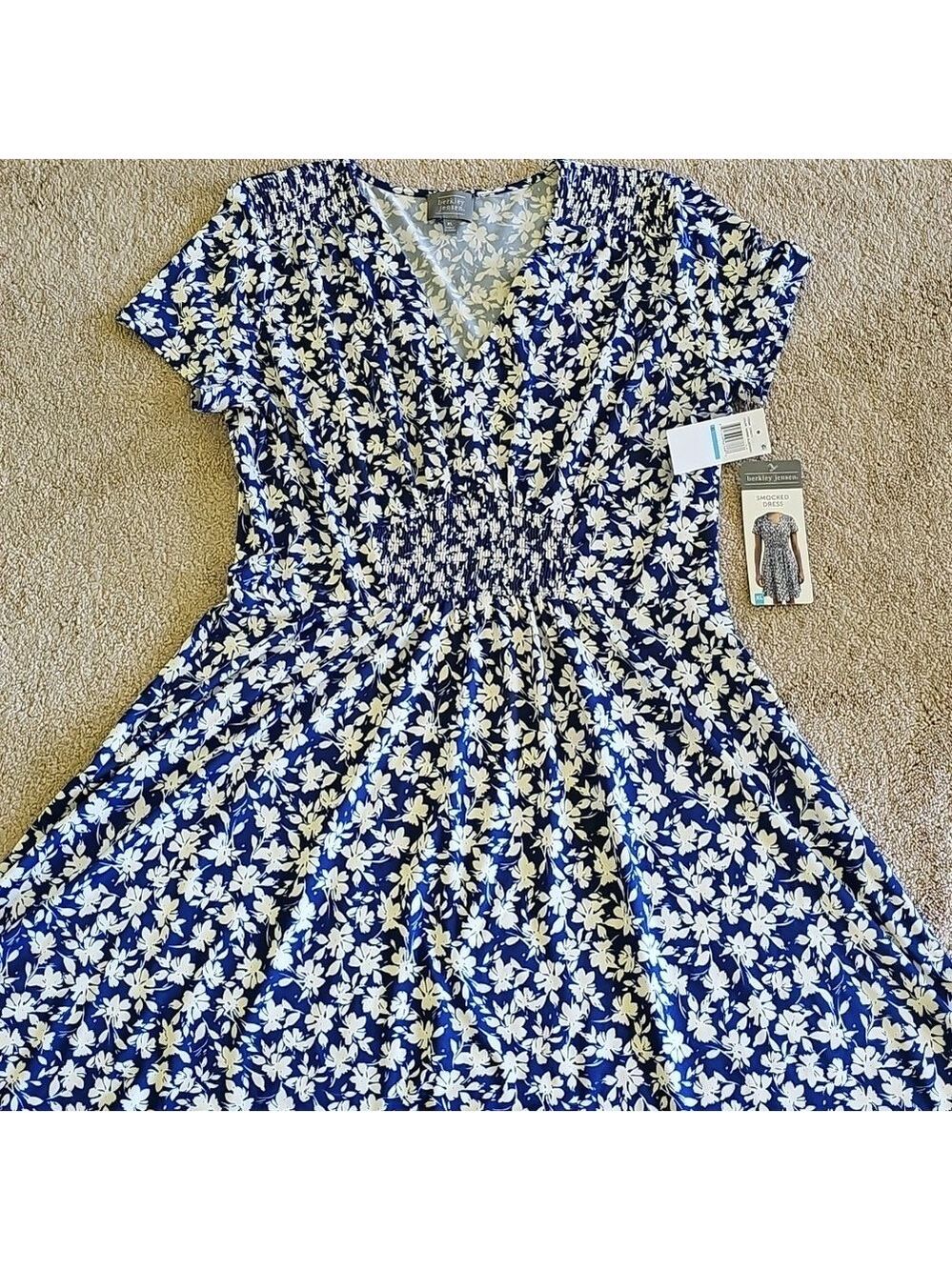 Floral Blue and White Womens  Dress